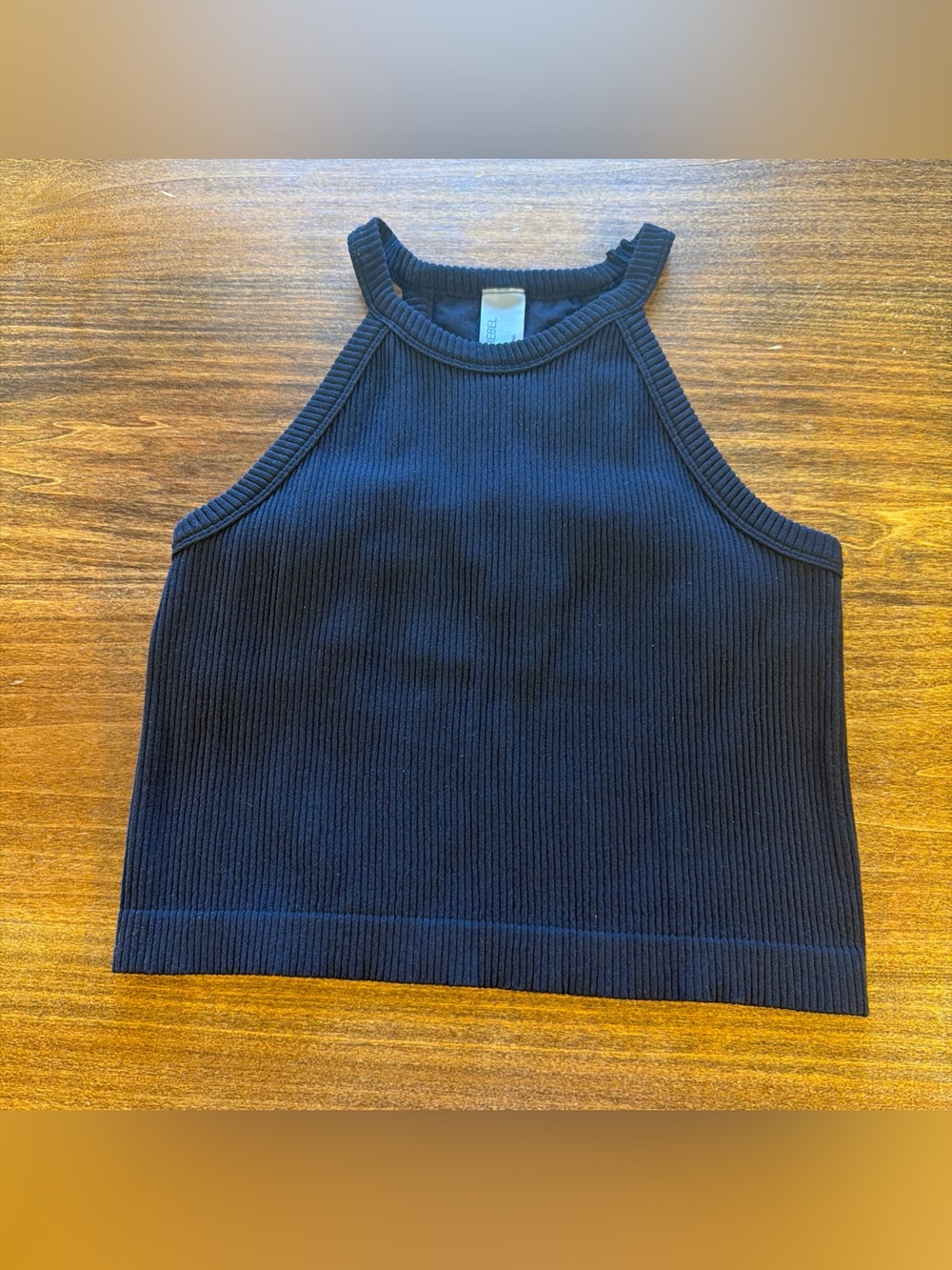 Ribbed High-Neck Crop Top - Black